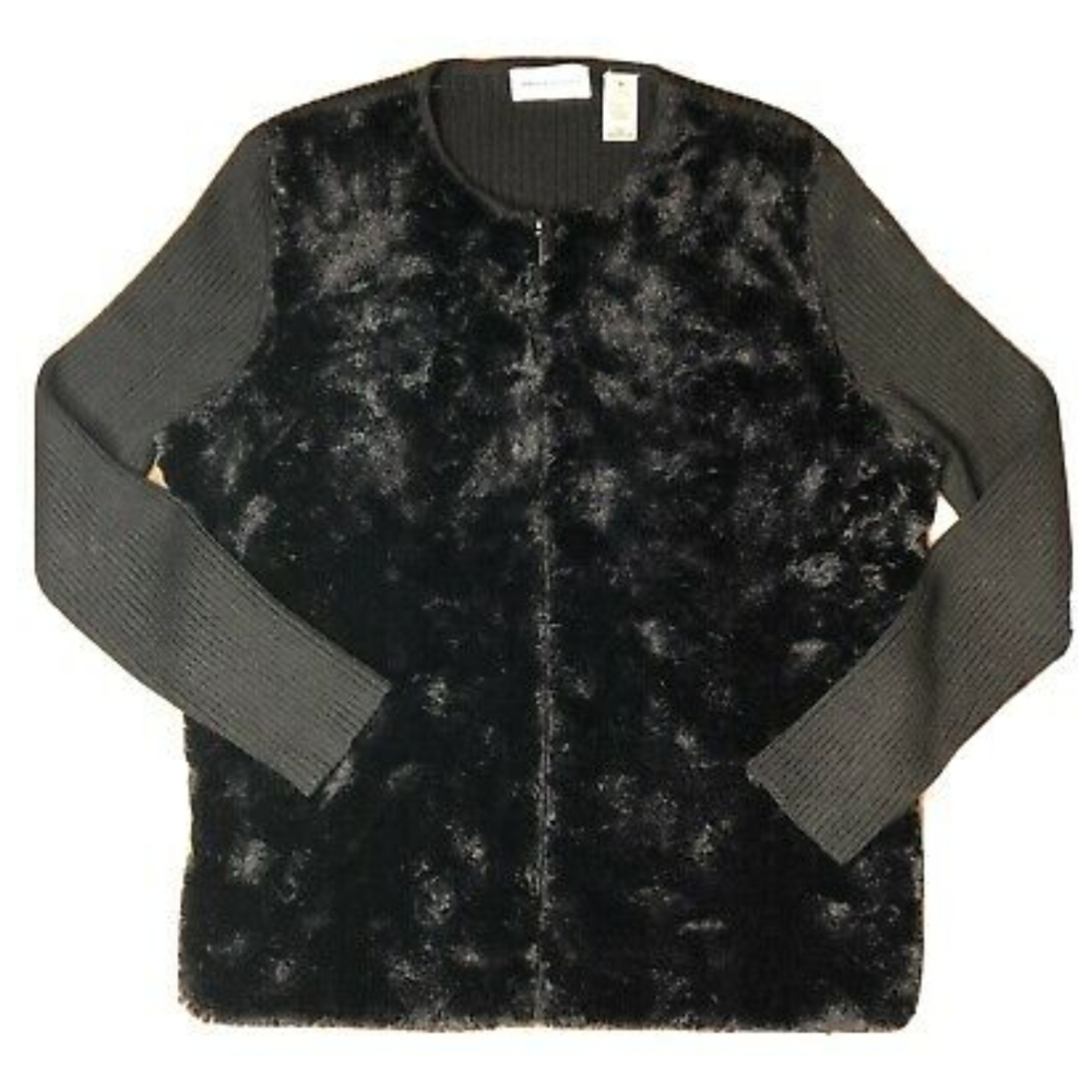 Alfred Dunner Zip up faux fur Medium
